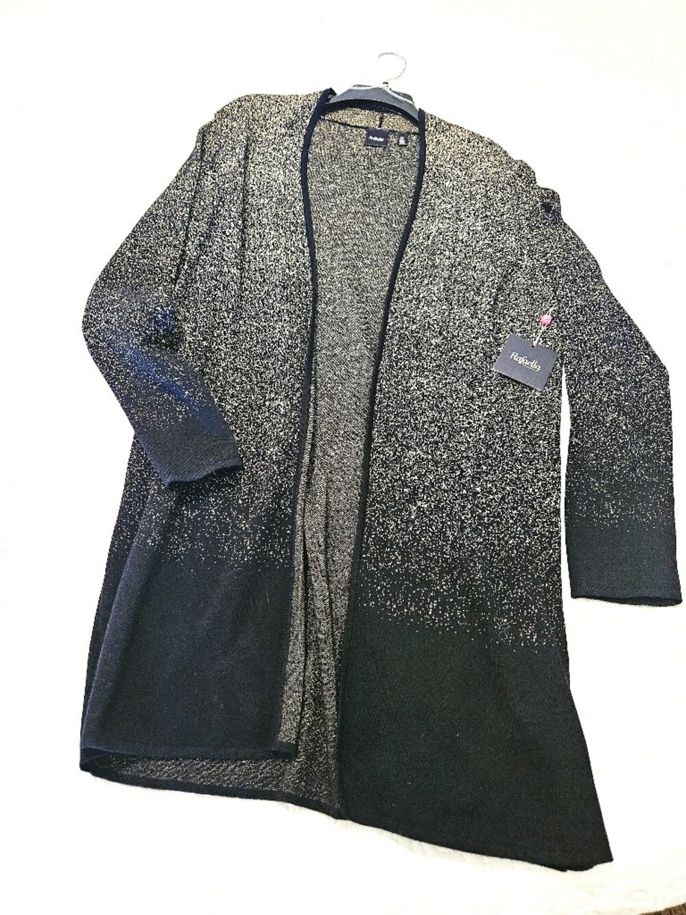 Rafaella, long dressy sweater, black & gold, L, NWT